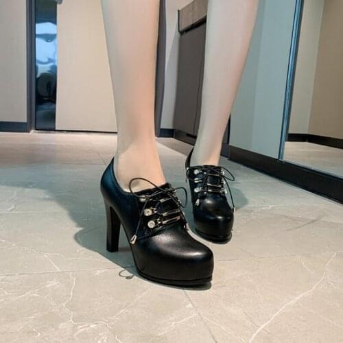 BLXQPYT Zapatos De Mujer 2021 Ankle Boots Elegant Fashion Lace Up High Heels platform wedding party women shoes Size 32-43 833