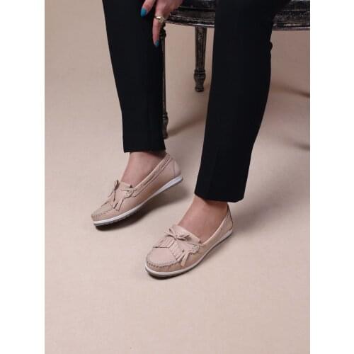 Women Casual Shoes Beige Bow Loafer Shoes 2021 Summer Season