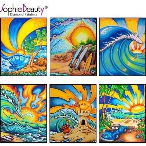 2018 New Resin plastic crafts handcraft mosaic cross stitch crystal ocean diamond painting cross stitch full diamond embroidery