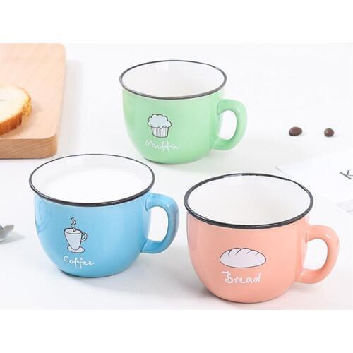 260E Sale 1PC Ceramic Cup Creative Style Breakfast Mug Enamel Milk Cups Cute Mugs Animal Picture Coffee Cup Lovely