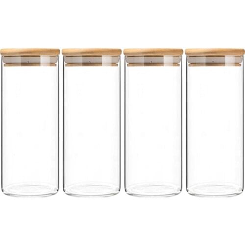 400ML Glass Jars Canister With Lid Pasta Rice Food Storage Airtight Set Of 4 for Tea, Coffee, Sugar Beans and Salt