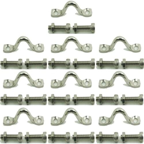 6Pcs Stainless Steel Pad Bodyboard Surfboard Surf SUP Leash Plugs Attachment w/ Cord Surfing Water - 12pcs screws & 12pcs nuts