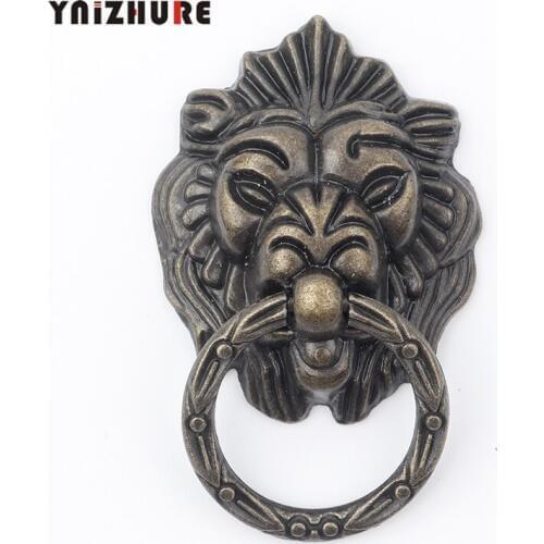 68*43mm Antique Furniture Handle Vintage Lion Head Cabinet Pulls Handles Furniture Door Cabinet Drawer Pull Handle Knob