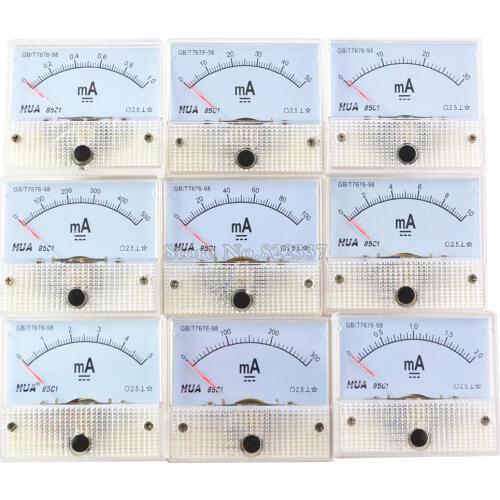 85C1-mA DC Amp Meters Analog Meter Panel Measuring Range 1mA 2mA 10mA 20mA 50mA 100mA