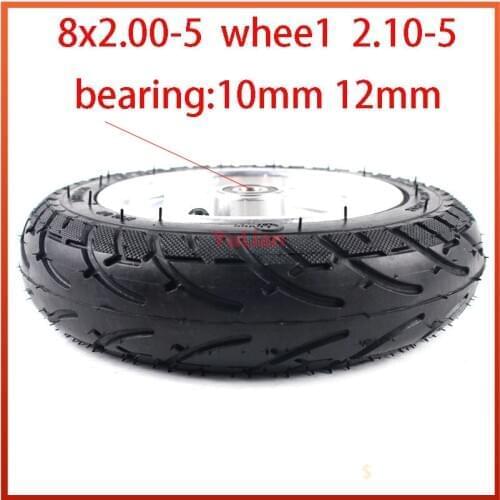 8x2.00-5 Wheel Tubeless Vacuum Tire with Aluminum Alloy Rims for Electric Scooter Kugoo S3 S2 S1 C3 Pocket Bike Wheelchair