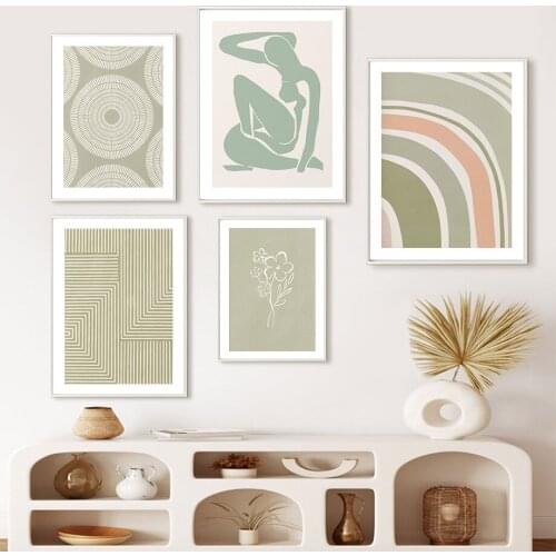 Abstract Matisse Art Canvas Girl Leaves Flower Geometric Nordic Posters And Prints Painting Wall Pictures For Living Room Decor