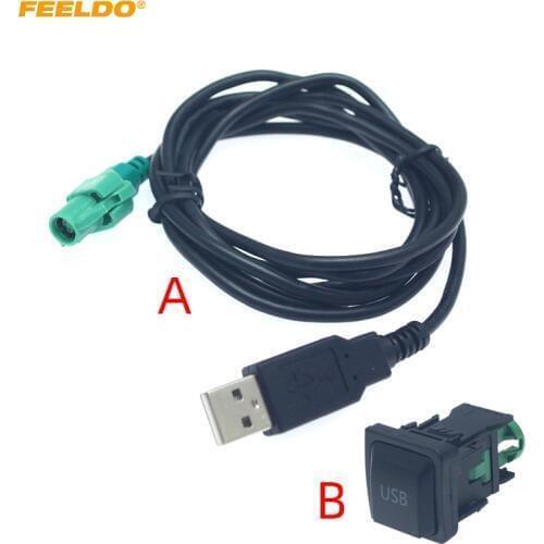 FEELDO Car Radio CD Player 145cm USB Audio Cable Adapter With Switch Button for Volkswagen USB Wire Cable #FD6221
