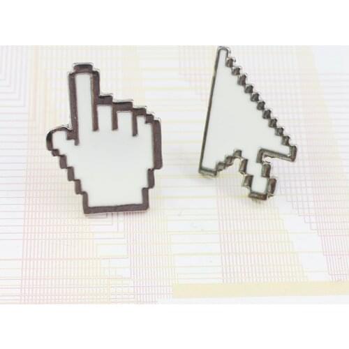 White Simple Pixel Computer Cursor Keyboard Mouse Finger Arrow Enamel Pin Accessory Brooch For Programmer Gifts Brooches