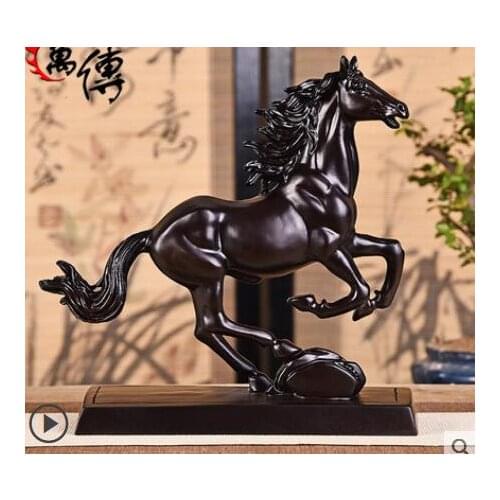 Wood decorated like ebony solid Horse Carving Home Office sandalwood carving safety Best wishes Decorative Ornaments
