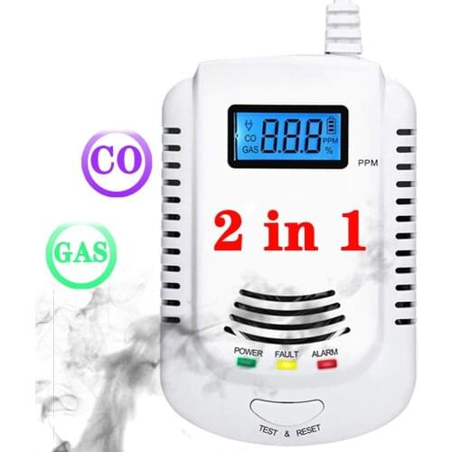 2 In 1 Natural Gas Detector Alarm CO Carbon Monoxide Sensor Two Power Supply Methods Gadgets Inteligentes Gas Analyzer for Home