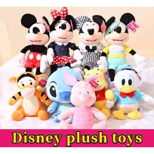 Disney Winnie The Pooh Piglet Lilo & Stitch Mickey Mouse Minnie Donald Duck Animals Stuffed Plush Doll Kawaii Toys For Kids Gift
