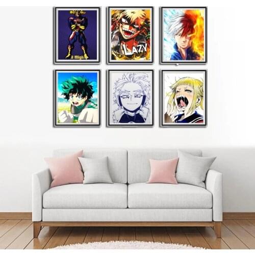 Justices My Hero Academia All-Might Shouto Izuku Hawks Himiko Art Prints Wall Home Decor,8 x 10 Inches,No Frame,Set of 6 Pieces