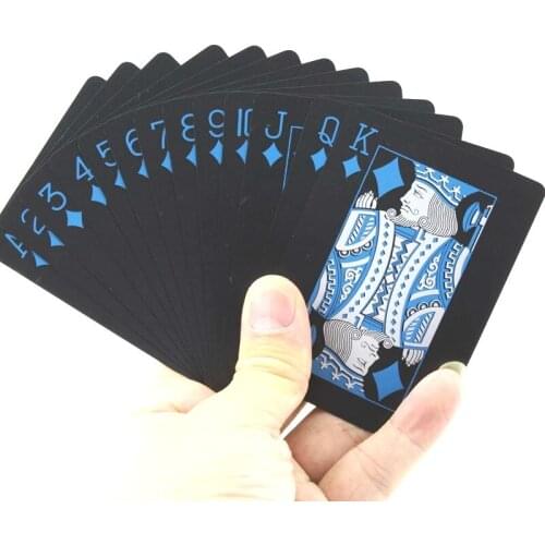 Quality Gold Blue Waterproof PVC Plastic Magic Playing Card Set Durable Poker Board Game Texas Magic Box-packed