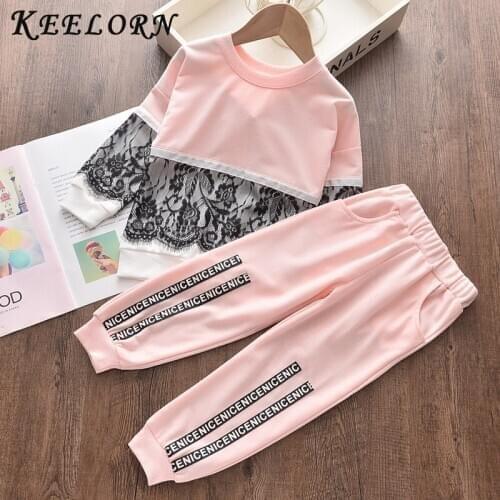Keelorn Girls Clothing Sets Autumn New Fashion Style Long Sleeve Striped Bow Design T-shirt+Striped Pants 2pcs For Girls Clothes