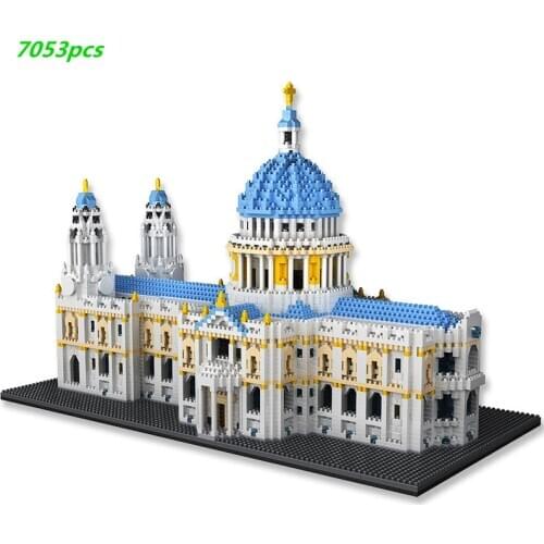 World Architecture City Church Diamond Castle St. Pauls Cathedral Building Blocks Mini Bricks Classic Model Children Toys Gifts