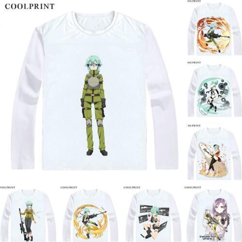 Sword Art Online Sodo Ato Onrain SAO T-Shirts Long Sleeve Anime Shirts Anime Manga Asada Shino Sinon Hecate Yui Cosplay Shirt