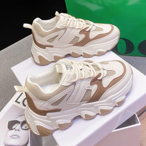 Women Platform Sneakers 2021 Spring Fashion Sports Pink Casual Shoes Luxury Designers Chunky Woman Green Dad Shoes Tenis Female