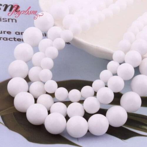 6,8,10mm Round Candy Milky White Jades Smooth Loose Stone Beads For DIY Necklace Bracelets Earring Jewelry Making Strand 15"