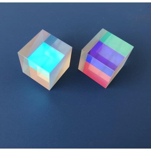 12.7*12.7*12.7mm CMY Optic Prism Cube, Multi-Color Optical Glass Prism, RGB Dispersion Prism X-Cube for Physics and Decoration