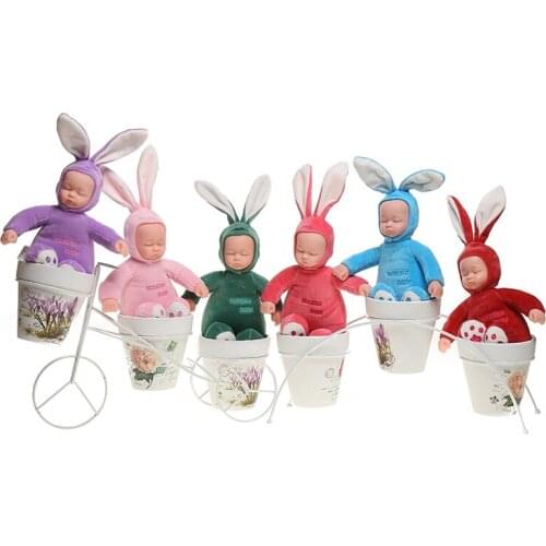 25CM Plush Doll Soft Silicone Face Reborn Babies Dolls Sleeping Rabbit Stuffed Company Baby Toys Small For Girls Boys