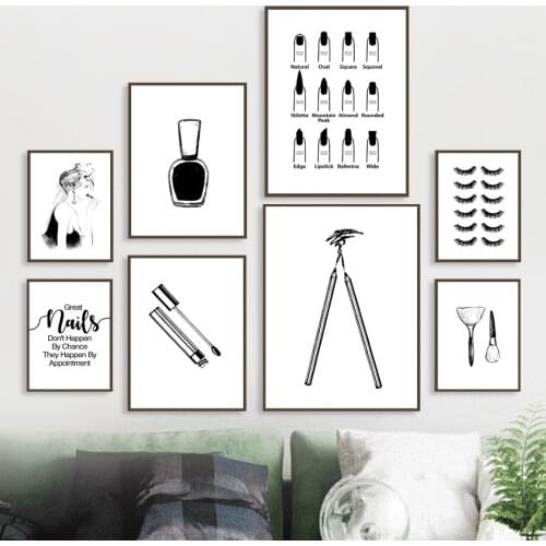 Nail Polish Mascara Eyebrow Pencil Girl Wall Art Canvas Painting Nordic Posters And Prints Wall Pictures For Living Room Decor