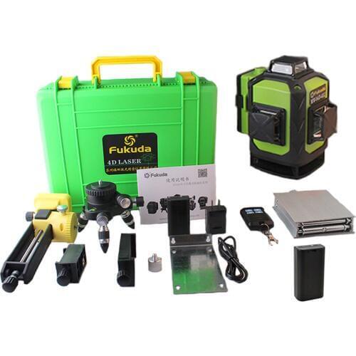 2 Pcs Battery Fukuda Professional 16 Line 4D laser level Green Beam 360 Vertical And Horizontal Self-leveling Cross for outdoor