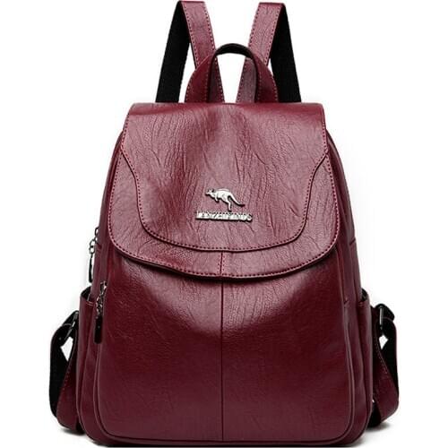 Hot Sale Women Leather Backpacks Female Shoulder Bag Ladies Bagpack Vintage School Bags For Girls Travel Back Pack Sac A Dos