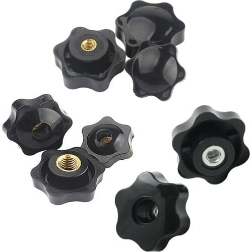 M4 M5 M6 M8 M10 M12 Plum Bakelite Hand Tighten Nuts Handle Thread Star Mechanical Black Thumb Nuts Clamping Knob Manual Nuts