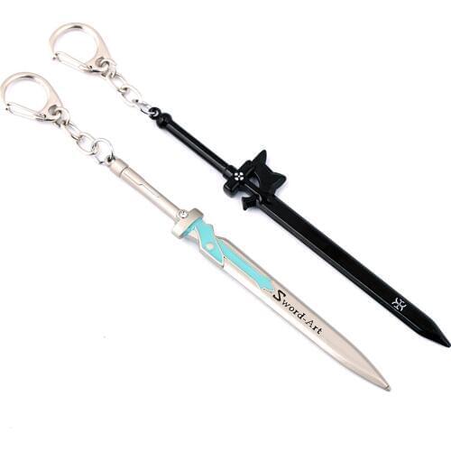 Sword Art Online Model Toys Kirito Yuuki Asuna Weapon Keychains Elucidator Dark Repulsor Blade SAO Sword Keychain Stand Holder