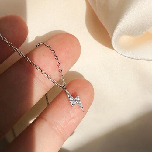 Scalloped Trendy Small Lightning Pendant Necklaces For Women 2020 New High Quality Cubic Zirconia Clavicle Chain Choker Jewelry