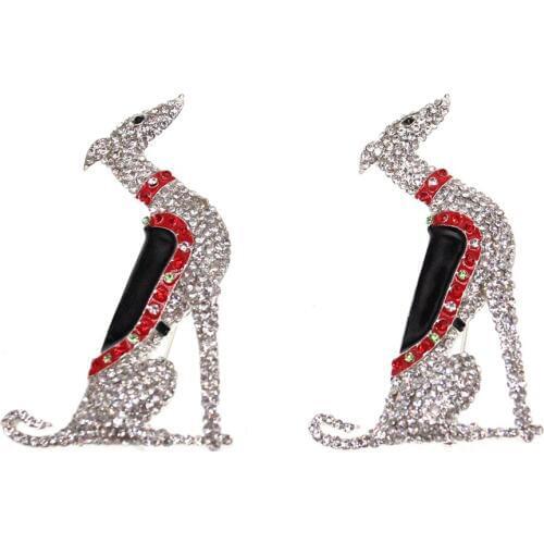 10pcs/lot Fashion Jewelry Silver Tone Greyhound Scotty Borzoi Hound Dog Puppy Canine Rhinestone Enamel Animal Pin Brooch