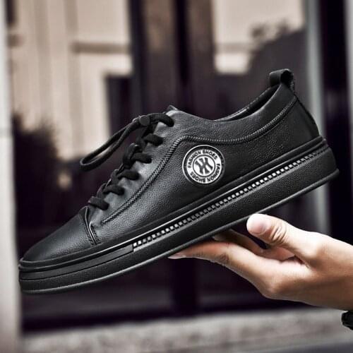 2021 Genuine Leather Shoes Men Fashion Sneakers Soft Cow Leather Men Casual Shoes White Simple Male Footwear