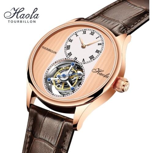 HAOFA Fashion Off-Centre Tourbillon Skeleton Mechanical Watch For Men Sapphire Luxury Waterproof Watches Mens 2021 montre homme