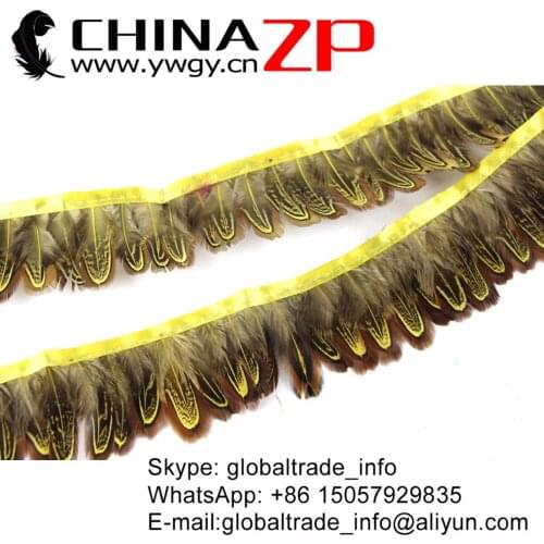 Factory Wholesale 10 Yard Dyed YELLOW Almond Ringneck Pheasant Plumage Feather Fringe