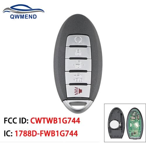 BHKEY CWTWB1G744 Car Remote Key 1788D-FWB1G744 for Nissan Armada Infiniti QX56 QX80 Smart Car Key 5 Buttons for Nissan Key