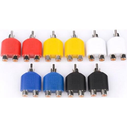 4Pcs RCA Y Splitter AV Audio Video Plug Converter 1 Male to 2 Female Adapter Kit RCA Lotus Color AV Jack