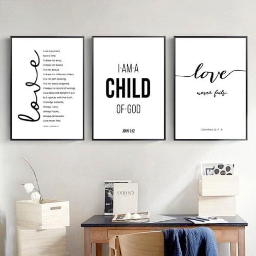 Religious Bible Verse Faith Love Peace Bible Quote Wall Art Canvas Painting Posters and Prints Wall Pictures for Room Decoration