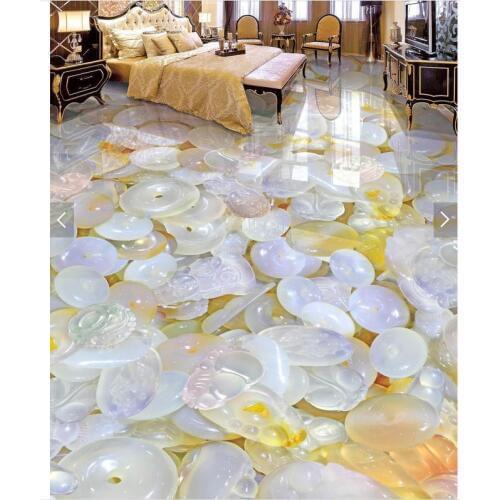 Customized wallpaper for walls Jade jewelry sparkling floor pvc self-adhesive wallpaper Home Decoration