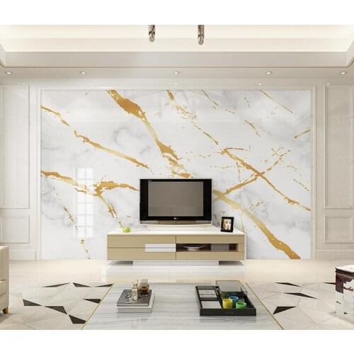 Customized modern 3d wallpaper golden marble pattern painting papel de parede wallpaper living room sofa background wallpaper