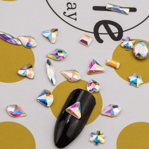 Swarovsky 20 Pcs Multi Shape Glass Rhinestones Point Back Crystal Strass 3D Charm Gems DIY Manicure Nail Art Decorations Designs