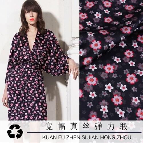 140 Wide Heavyweight Silk Stretch Satin Fabric Digital Printing Silkworm Silk Satin Clothing Cheongsam Fabric