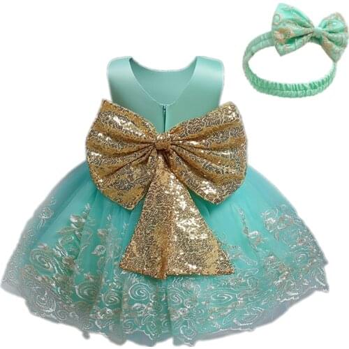 Birthday Party Princess Dress For Baby Girls Elegant Bow Lace Sleeveless Ball Gown For Children Christmas Carnival Kids Dress