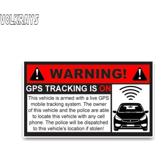 Vilkrays Creative Car Sticker Red Attention Warning GPS Tracking Is on Noticeable Accessories Reflective PVC Decal,6cm*11cm