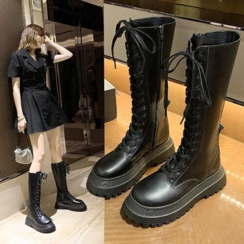 2021 Womens Boots High Quality Thick-soled Mid-tube Boots Short Boots Lady Martin Boots Lady Shoes Size 35-40 Botas De Mujer