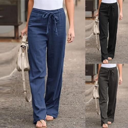 M-5XL Streetwear Loose Black Straight Pant Women Casual Solid Color High Waist Belt Wide Leg Long Straight Pants Trousers