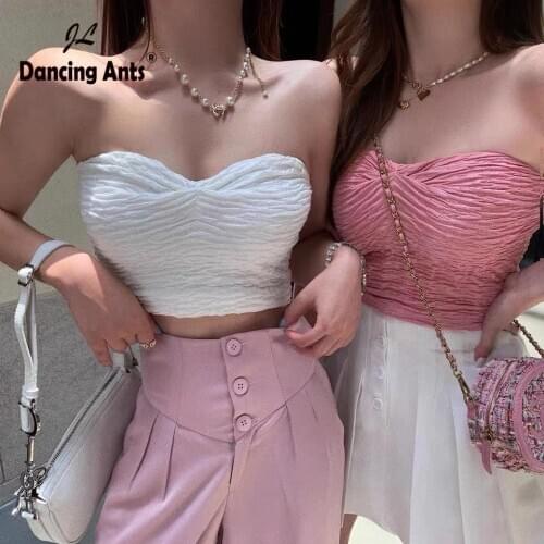 Woman Tube Top Off Shoulder Women Crop Top Sexy Beach Boho Female V-neck TeeDropshipping