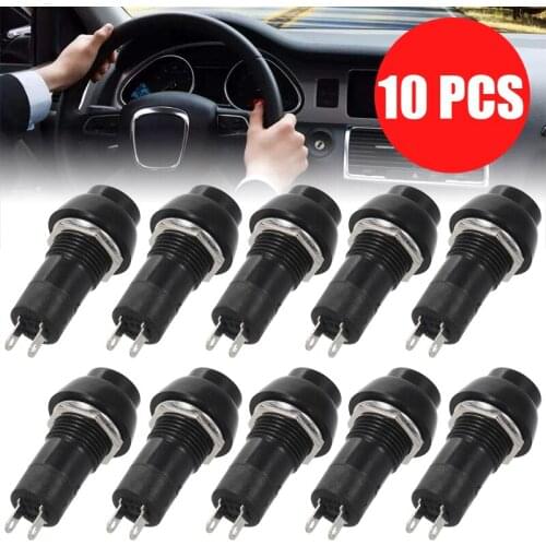 10pcs Black Car Dashboard Boat SPST Switch 1A/250V 20A/12V On-Off Momentary Push Button Horn Switches Set for Car Interior Parts
