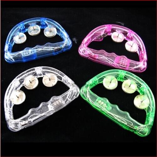 100pcs/lot Colorful LED Flashing Baby Rattle Hand Bell Light Up LED Tambourine Luminous Toys Bar KTV Party Cheering Prop
