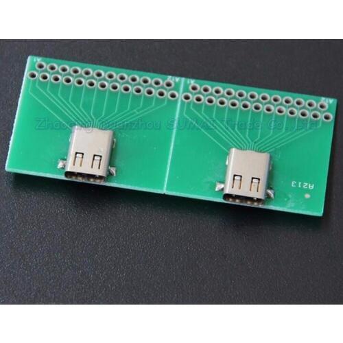 20pcs/lot USB3.1 C Type female socket with PCB board test board