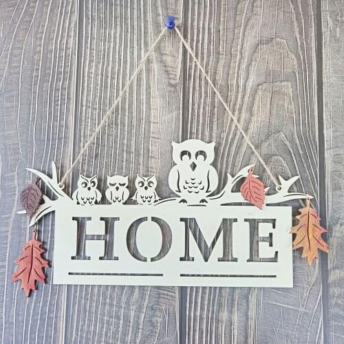 2021 Welcome Home Signs Wooden Pendant Creative Owl Door Decoration Wall Hanging Home Decor Children DIY Holiday Gifts